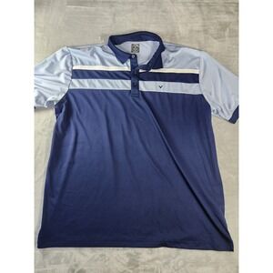 CALLAWAY  Light Blue &‎ Navy Colorblock Golf Polo Shirt Sz XXL
